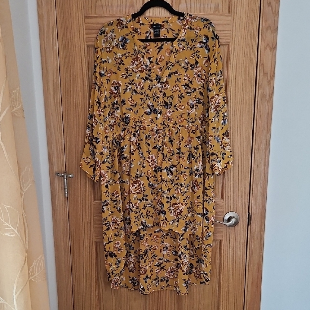 Torrid Harvest Gold Yellow Sheer Floral High-Low Dress